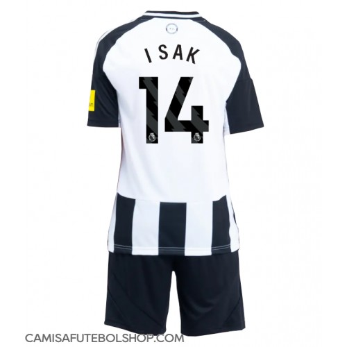 Camisa de time de futebol Newcastle United Alexander Isak #14 Replicas 1º Equipamento Infantil 2024-25 Manga Curta (+ Calças curtas)